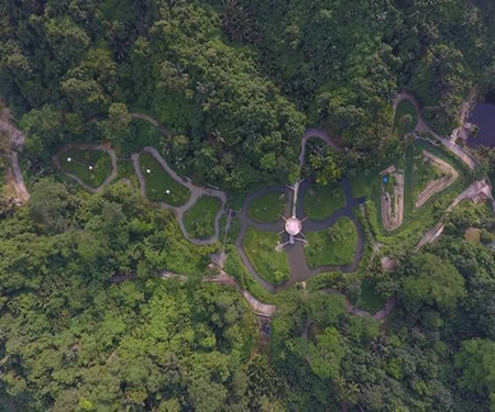 Aerial view of orangutan island in Sumatra 